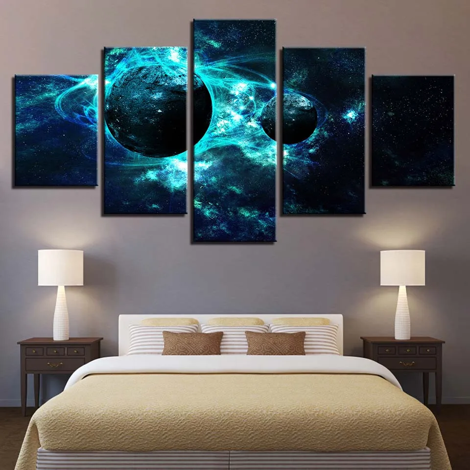 

Frame Print Picture Decor Living Room Wall Home Art 5 Piece Universe Planet Earth Modern Poster Modular Abstract Canvas Painting