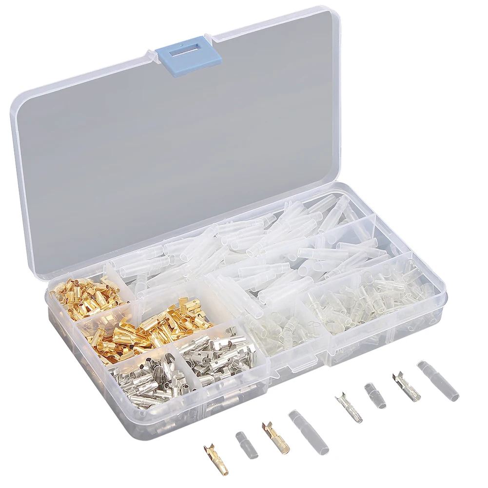 

100 Sets DJ211-4A DJ221-4A 4.0 Male And Female Terminal Motorcycle Brass Bullet Connector Male & Female Terminal Kits 3.9MM 2021