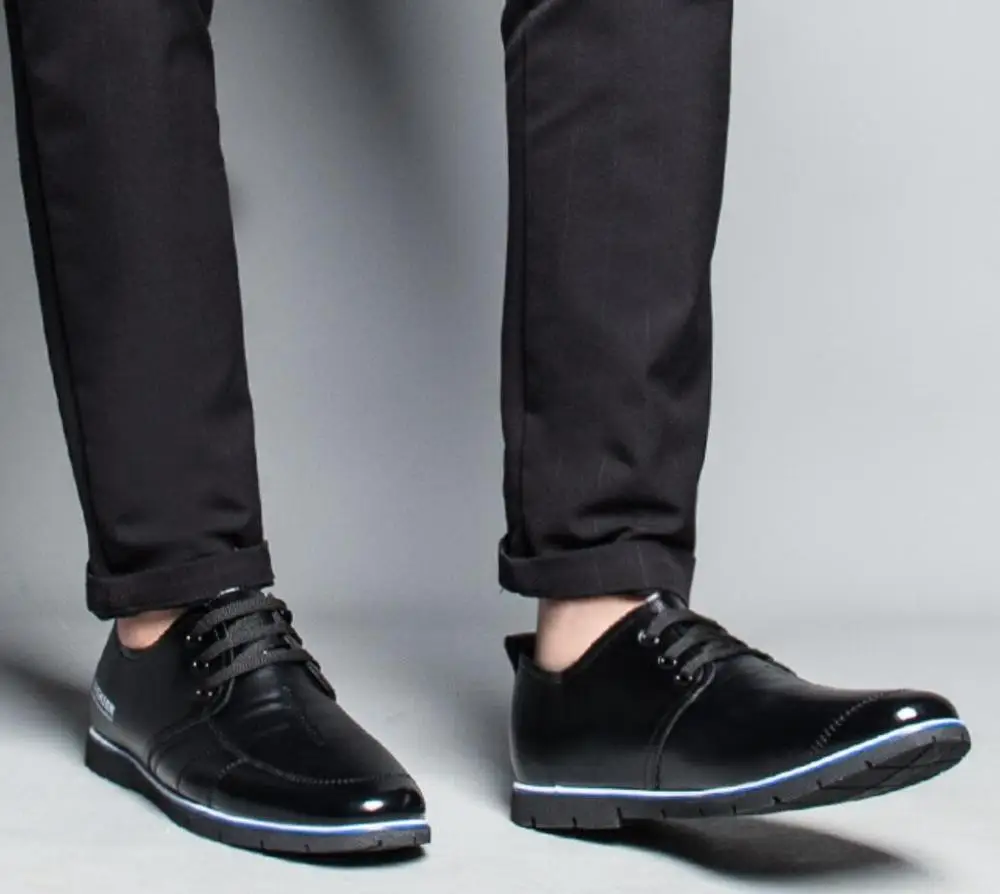 

autumn Men's boots Genuine leather Business leather Shoes Man fashion loafers Breathable Sneakers Male Soft Walking Footwear 47
