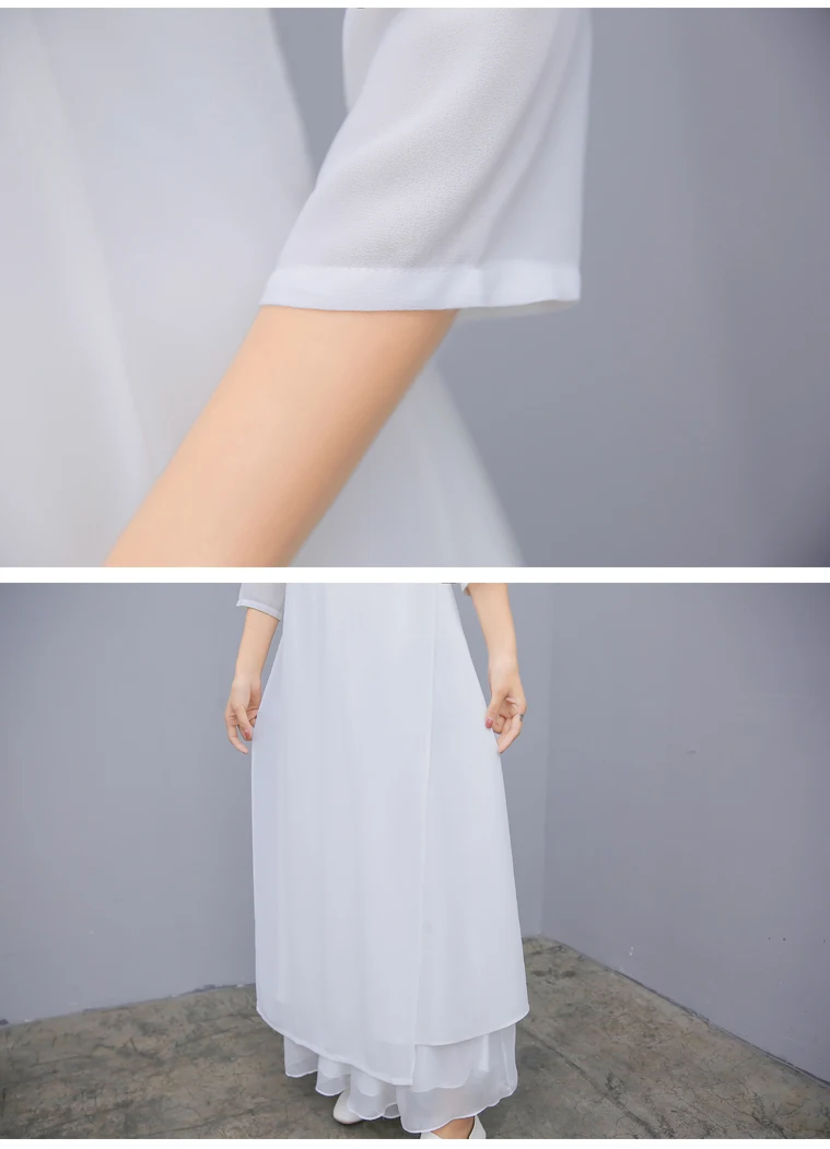 Женское однотонное белое aodai вьетнамское традиционное платье ao dai вьетнамское платье вьетнамские костюмы улучшенное платье Ципао