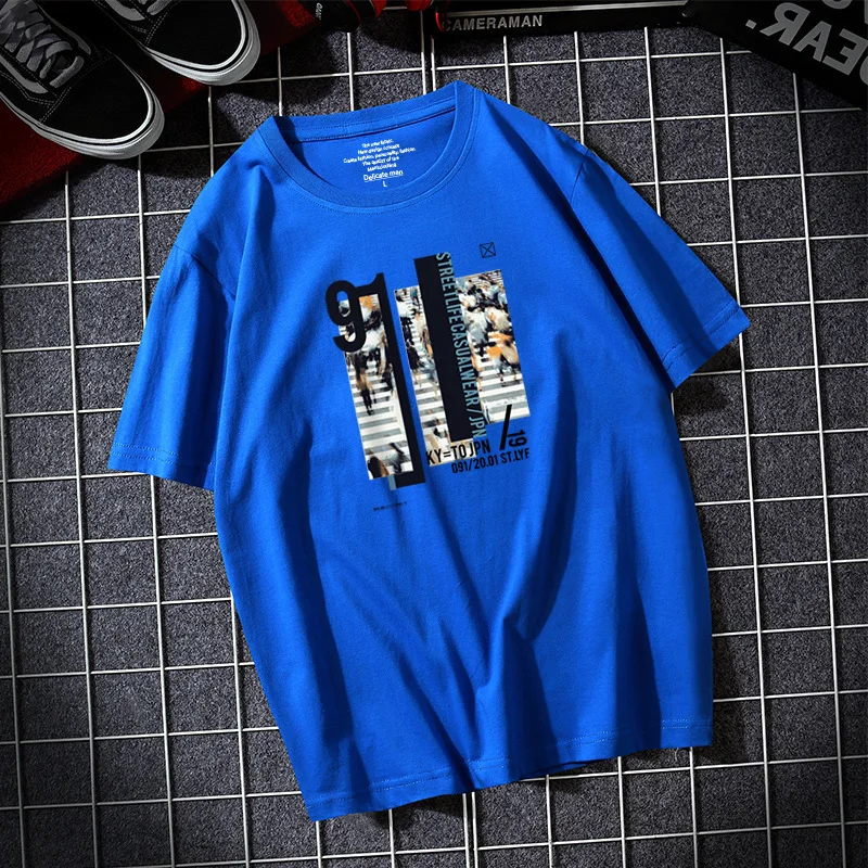 

2021 Summer High-quality tshirt Cotton Short-sleeved T shirt Fashion Men and Women Casual Loose Oversize T-shirt Men Clothing