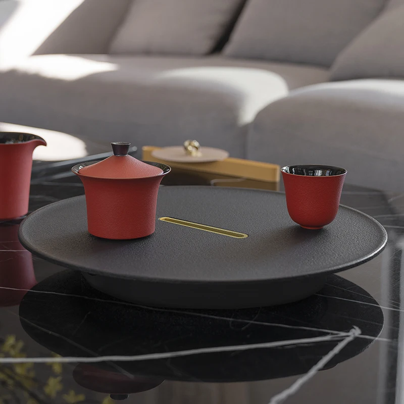 

Минималистичный японский поднос для чая из камня, креативный черный поднос для хранения воды, бытовые кухонные принадлежности dienzбородок ...