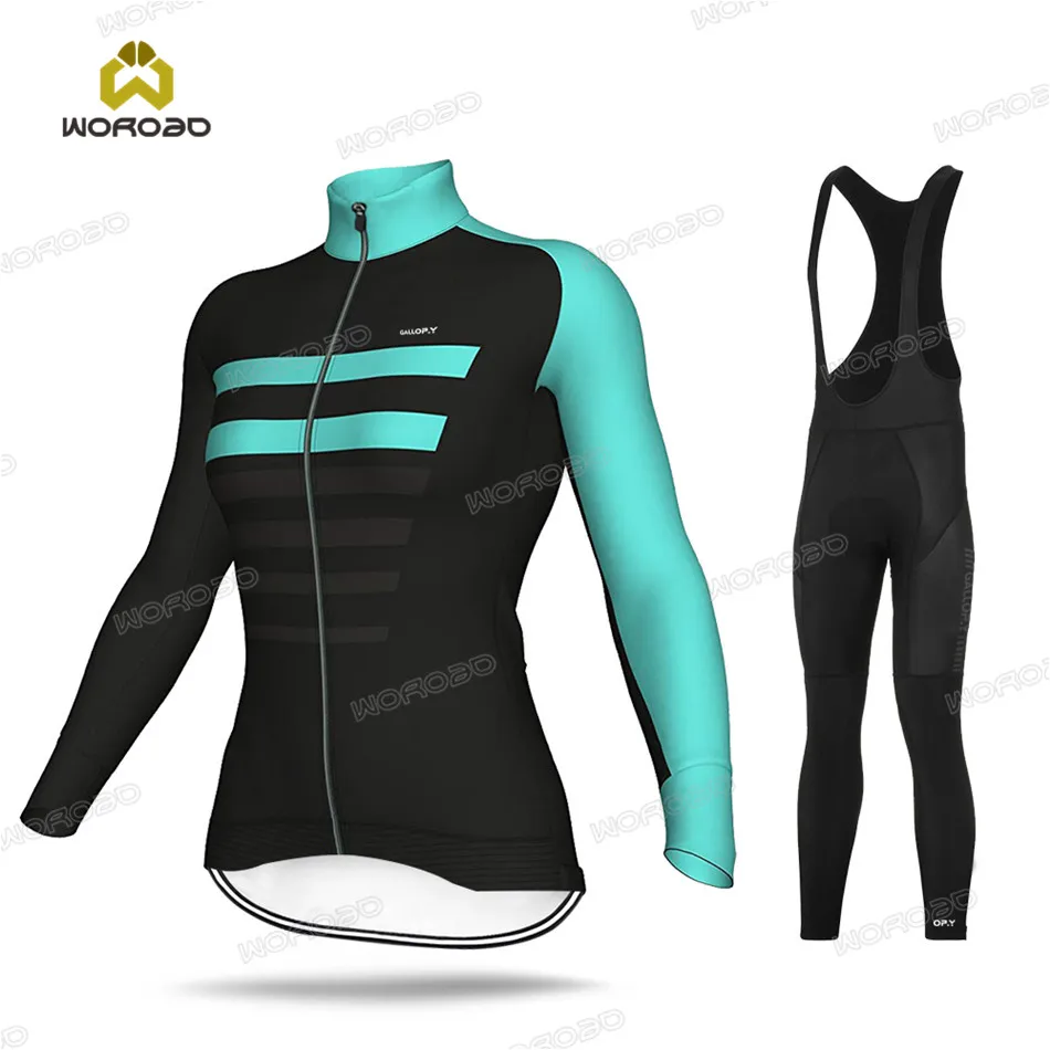 

Women Cycling Jersey Set Long Sleeve Racing Bicycle Clothing Lady Training Team Uniform Spring Autumn Ride Sportswear Quick Dry