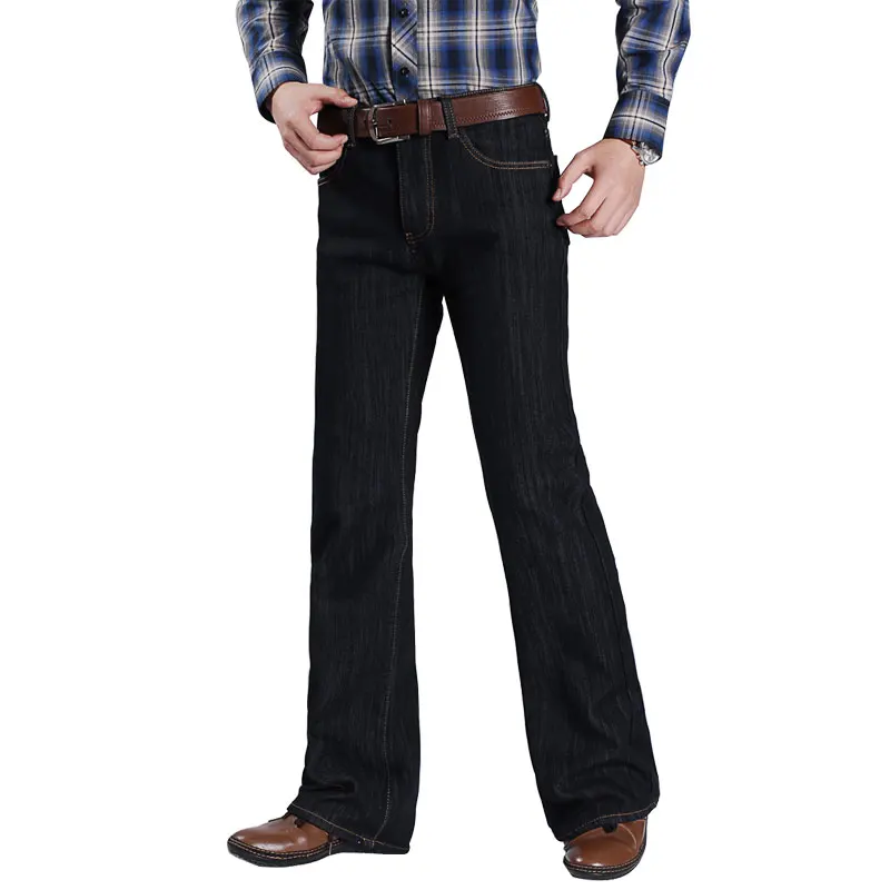 Новые джинсы мужские ботинки с вырезами толстые брюки клеш высокой талией Зимние