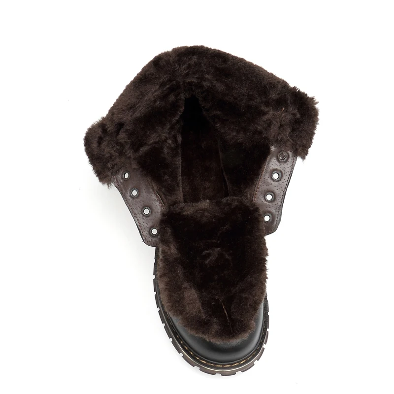 

genuine Leather Men Winter Boots big Size 38~50 Handmade Warm Men Winter plush warm snow boots men lace up cow leather shoes men