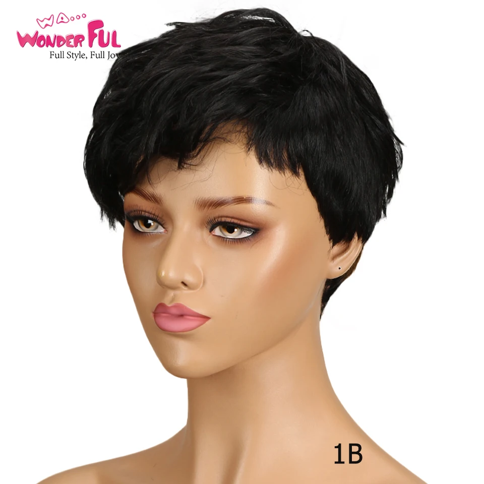 Замечательный парик с машинной стрижкой смешанных цветов короткий волнистый