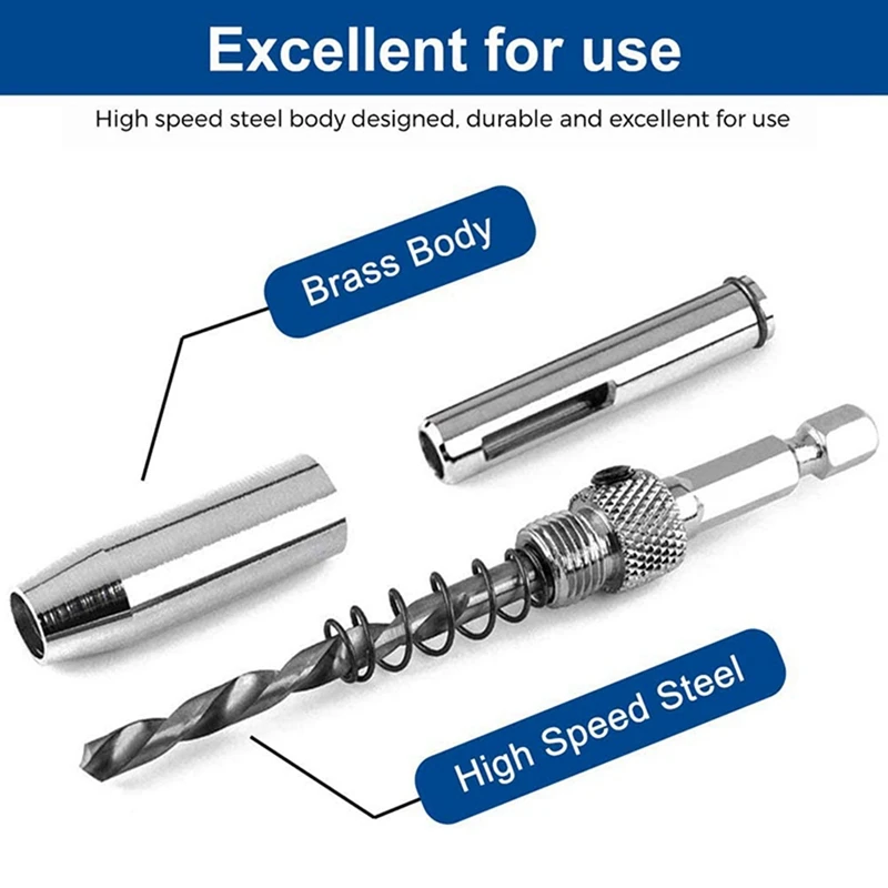 

1 Set Hinge Drill Bit Set HSS Self Centering Drill Bits & 4 Pcs Straight Cut Router Bits