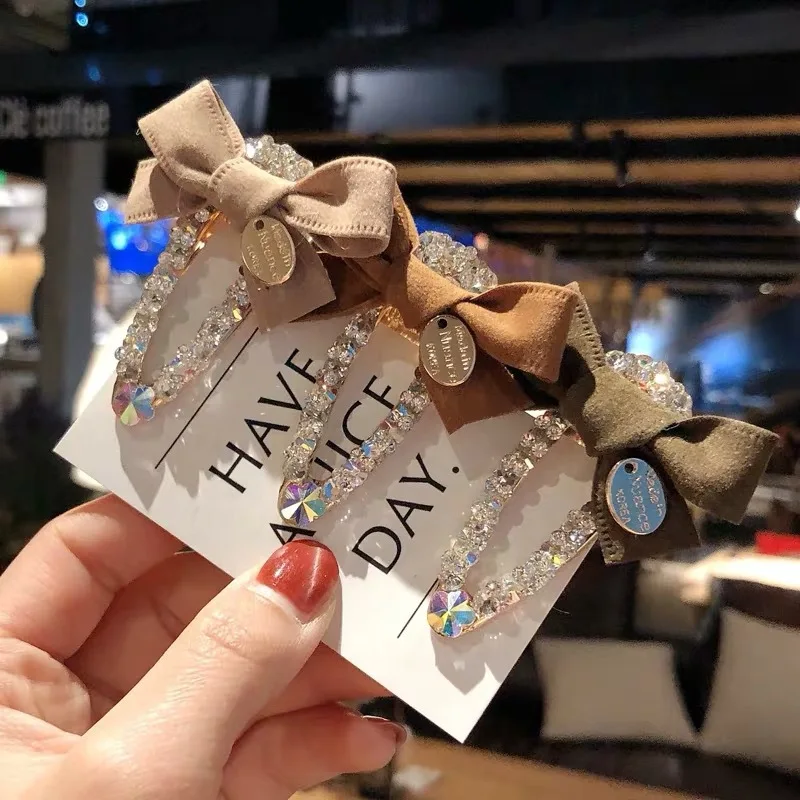 2019 элегантные металлические зажимы для волос с бантом Стразы женские заколки