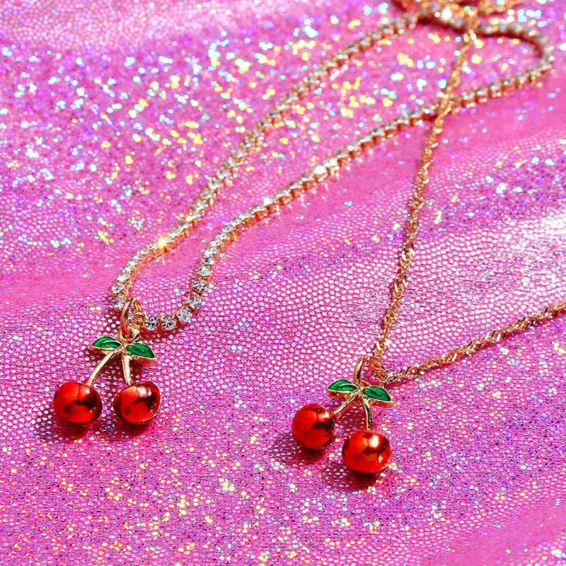 Женское ожерелье с подвеской в виде фруктов JUST FEEL колье-чокер красными