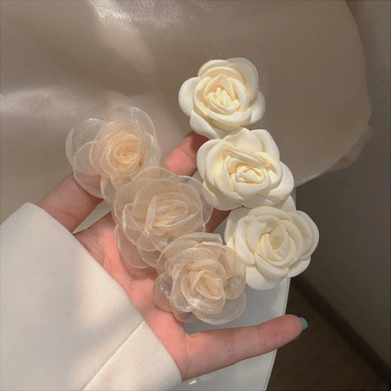 

Korean New Camellia Spring Clip Bands Brooch Flower Barrettes Wedding Girls Ponytail Hair Accessories Hairstyling Hairgrip