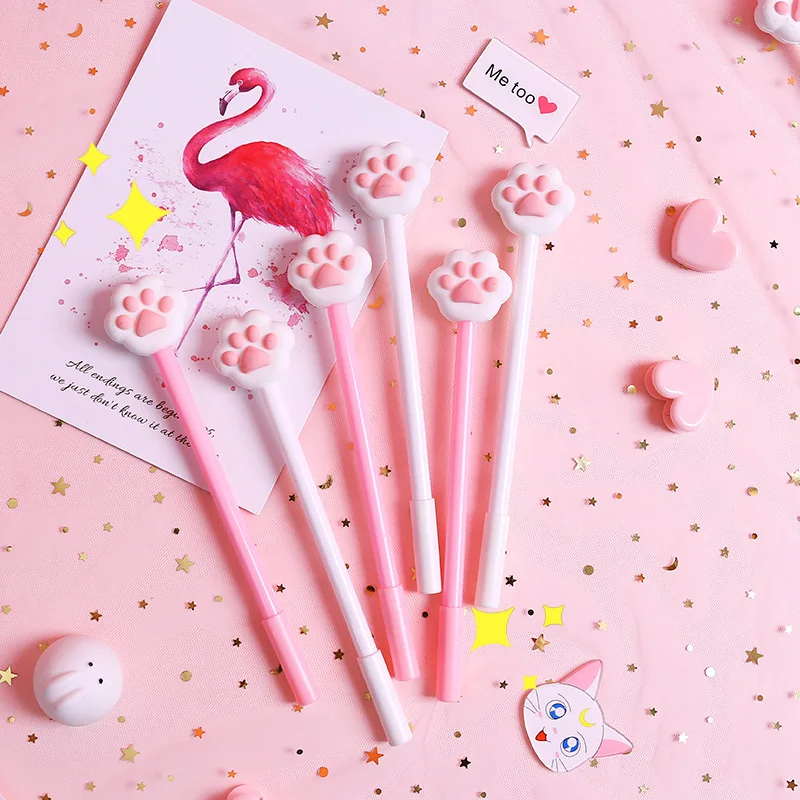 

1 pcs cute girl heart gel pen soft cute cat claw pen pink gel pen signature pen student writing pen