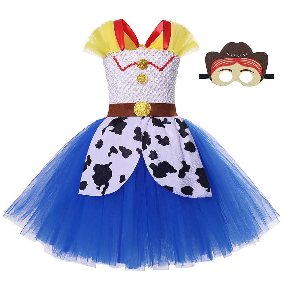 Jessie Tutu Set VOGUEON Toy Story 4 Woody Bo платье-пачка с маской для девочек Forky Buzz Lightyear Jessie нарядное платье костюм на Хэллоуин - Цвет: Jessie Tutu Set