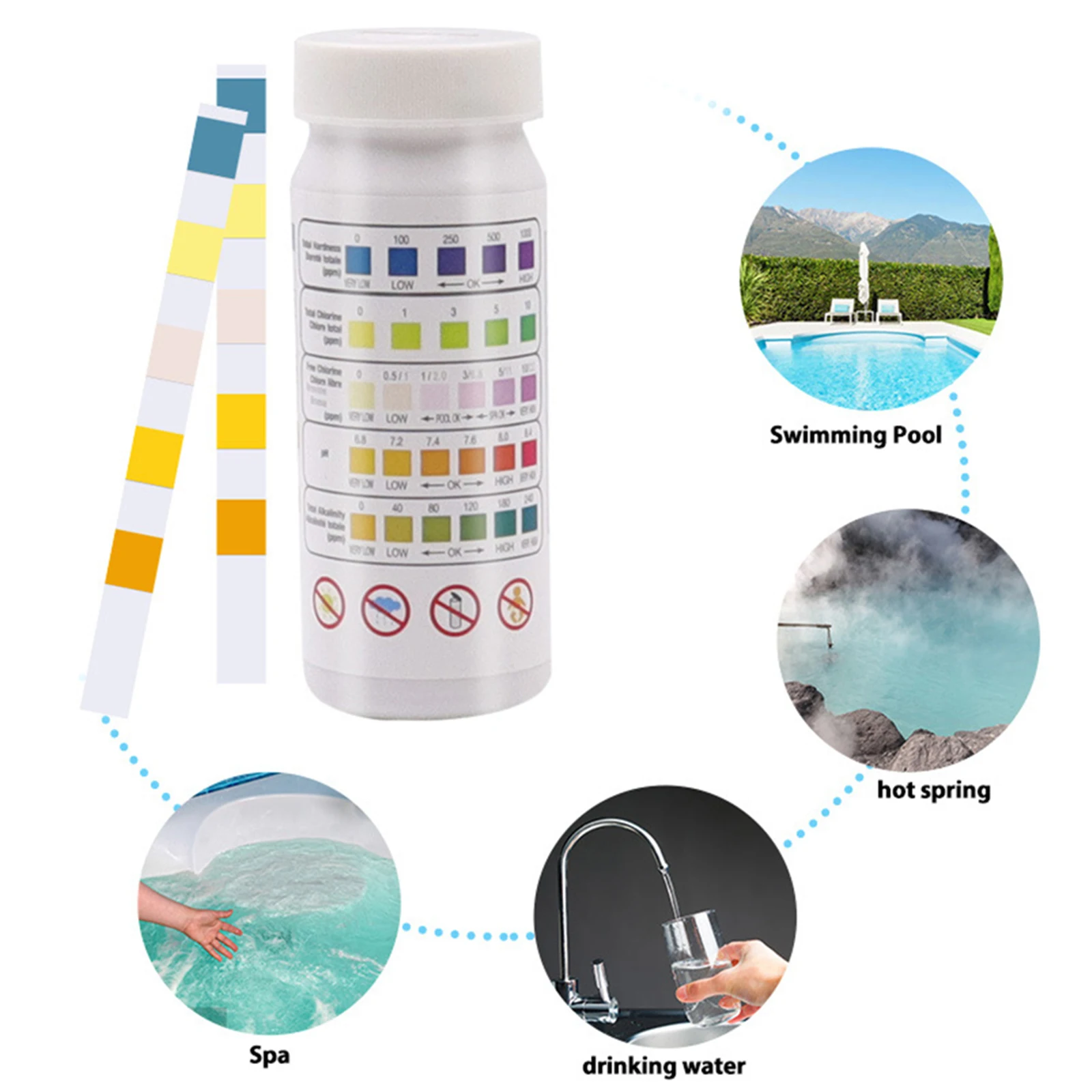 

1 Bottle Pool Water Quality 4-in-1 Test Strip Alkalinity Hardness