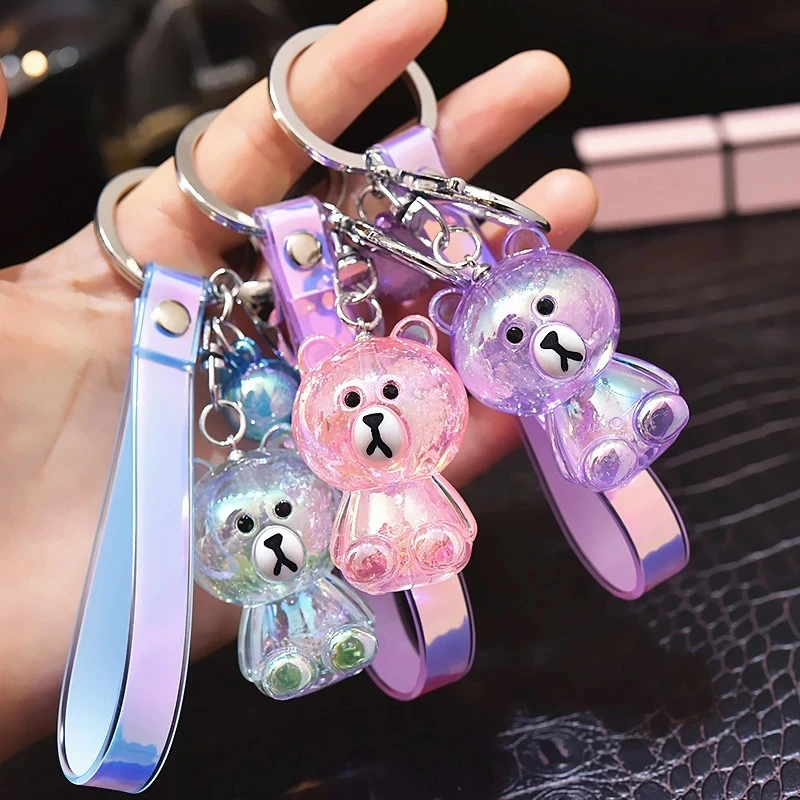 

Korean Creative Keychain Ice Crack Bubble Acrylic Cartoon Bear Car Bag Key Chain Accessories Gift Jewelry Wholesale Keychains