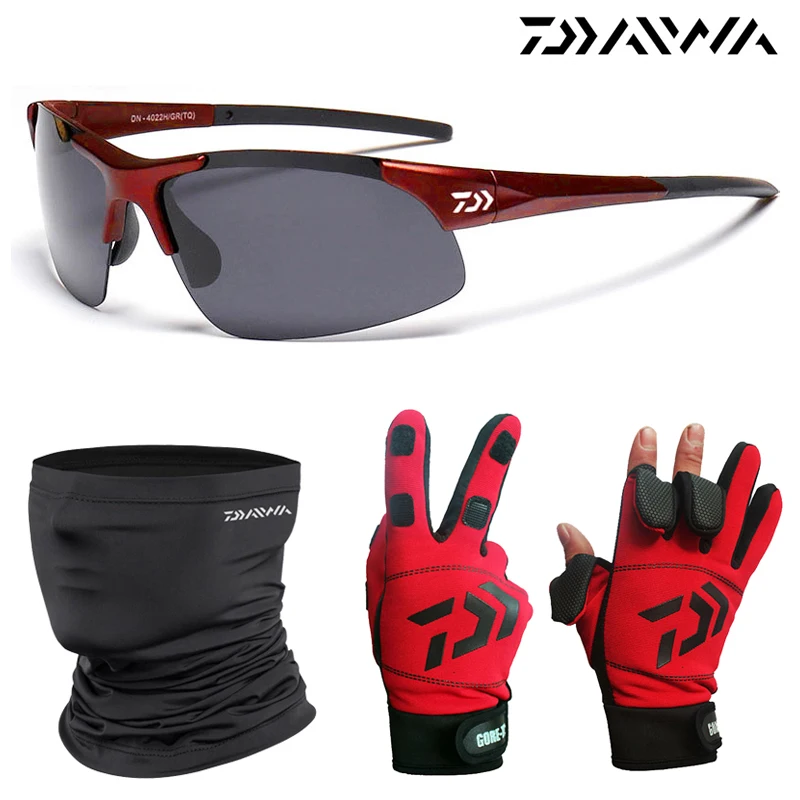 

3-piece Set Polarized Sunglasses Fishing Gloves Outdoor Sports Glasses Sunscreen Cycling Bandana Scarf Fishing Equipment