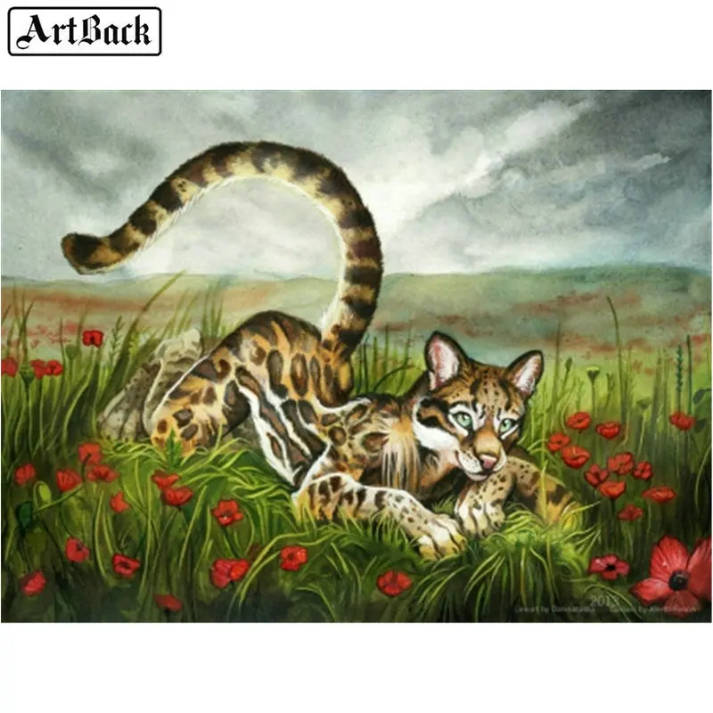 Новое поступление diy 5d Алмазная мозаика Леопардовый цветок полное квадратное