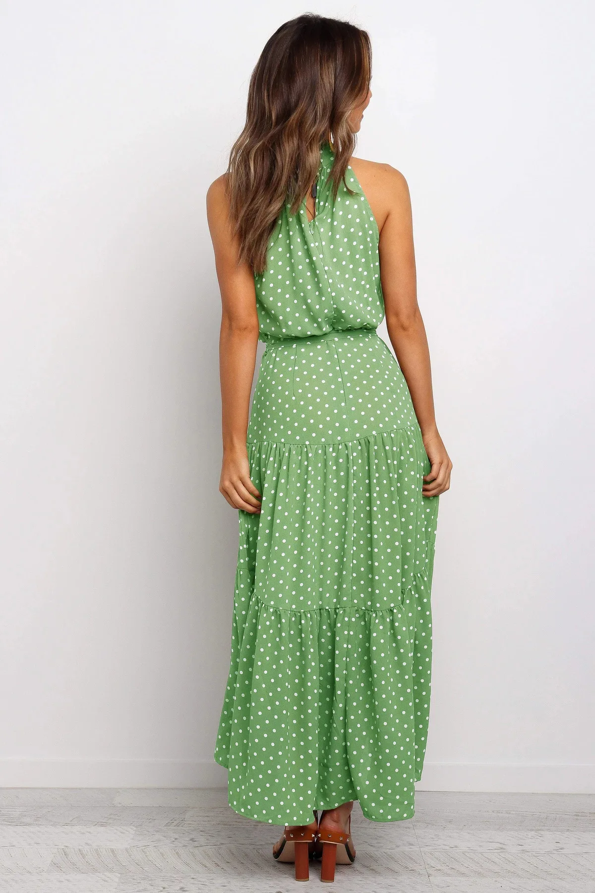 

2020 Summer Dress 11-Color Halter Polka Dot Print Lace-up Dress