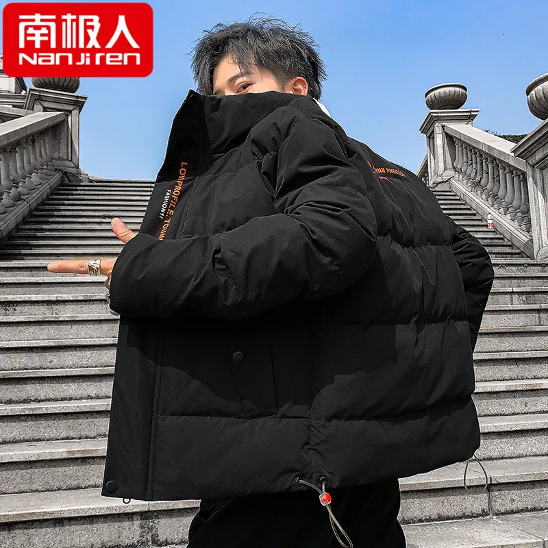 down Cotton-Padded Coat Men's Coat Winter Trendy Velvet Thickening Padded Jacket Winter Clothes Stand-up Collar Cotton-Padded