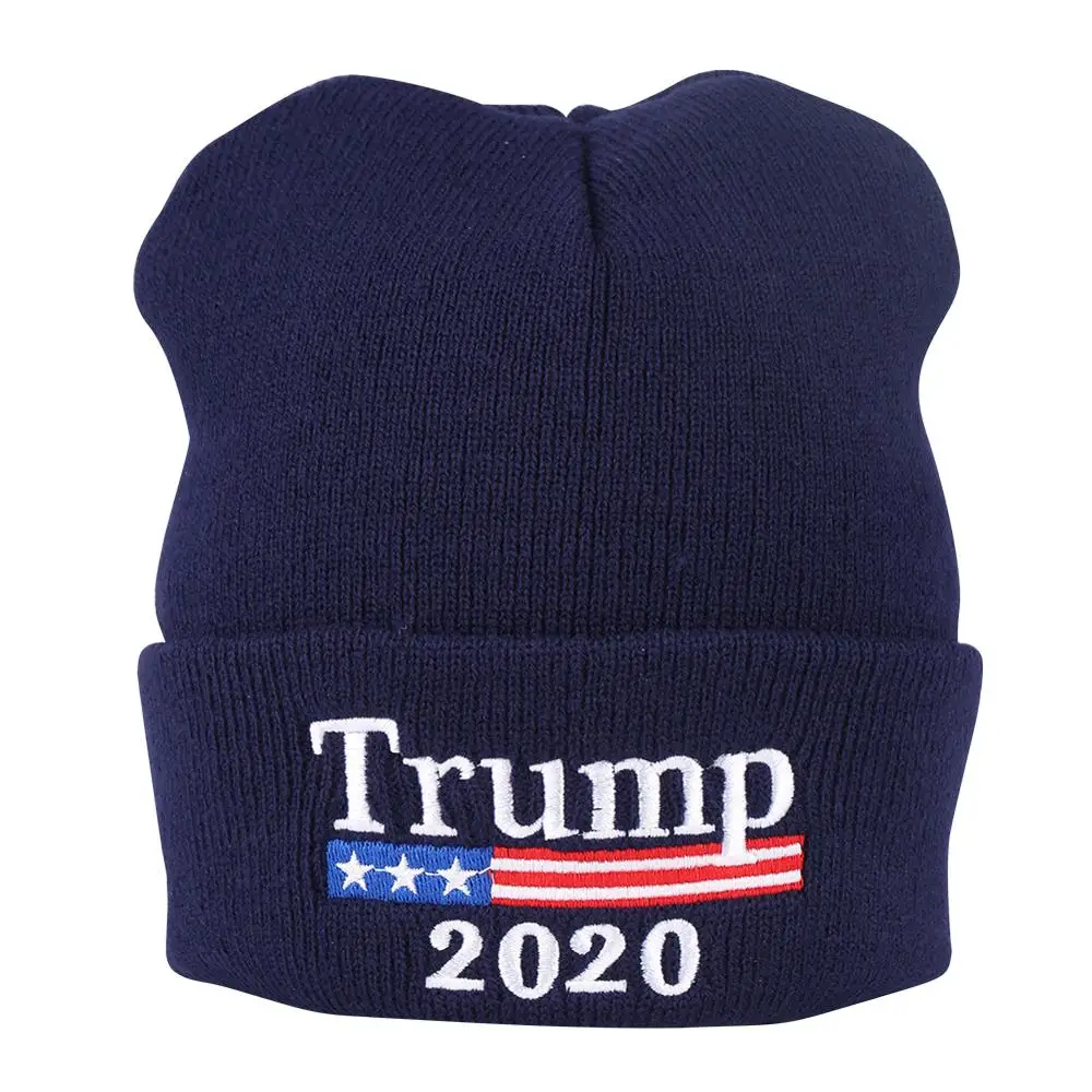 США Трамп 2020 вязаная шапка с вышивкой американская шапочка флагом темно синие