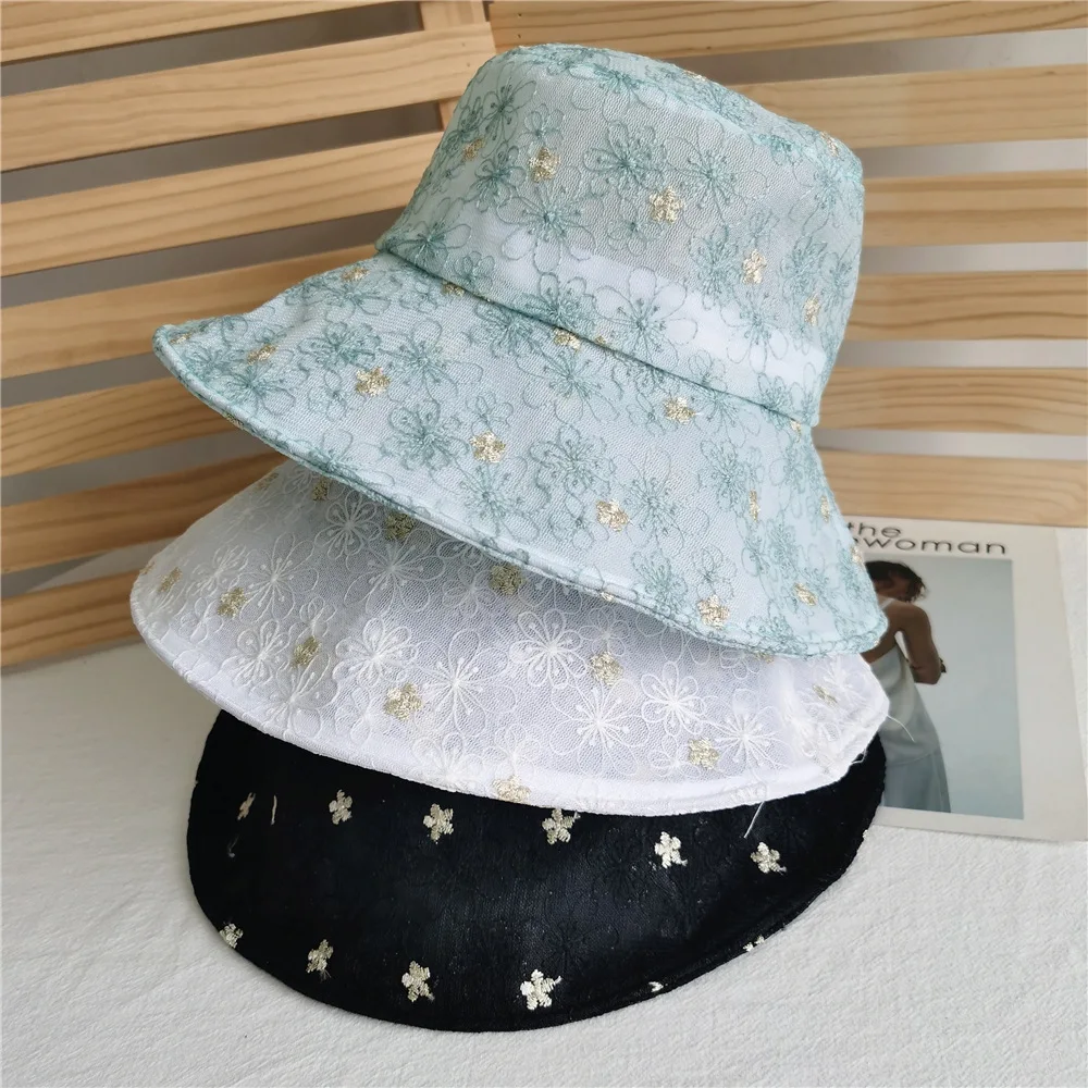 

Bucket Hat Women's Lace Thin Embroidery Japanese Sun Protection Sun Hat Summer Hollow Breathable Bucket Hat