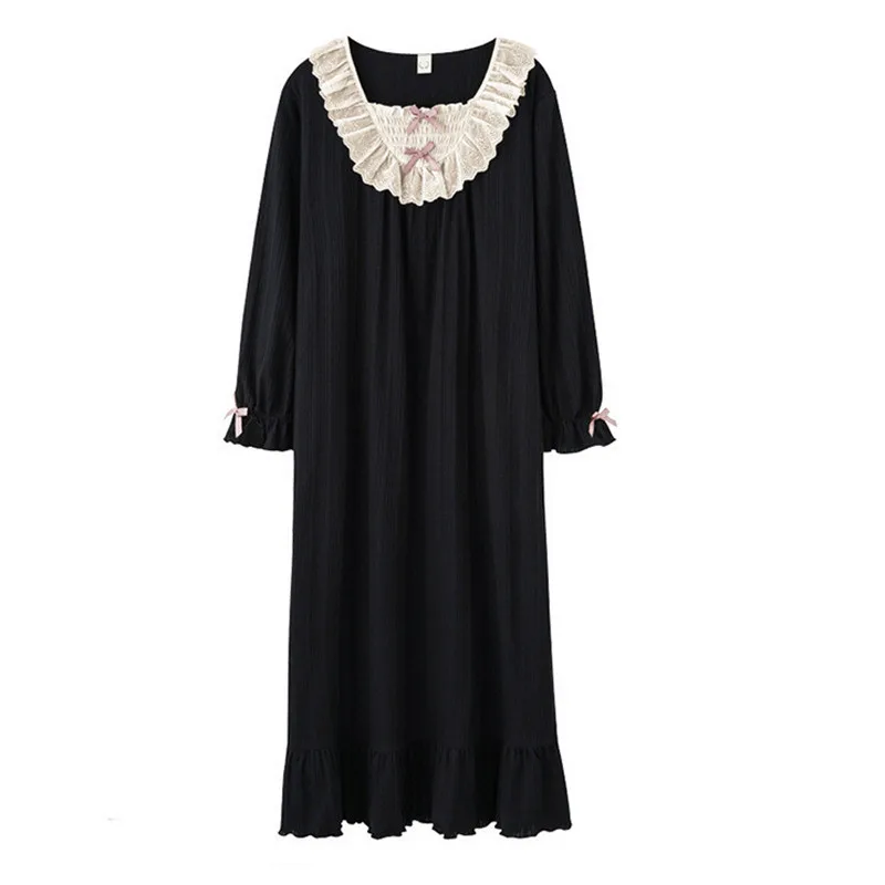 

Ночная рубашка женская, хлопковая, трикотажная, свободного кроя, 3XL, Осень-зима, ночные рубашки с длинным рукавом
