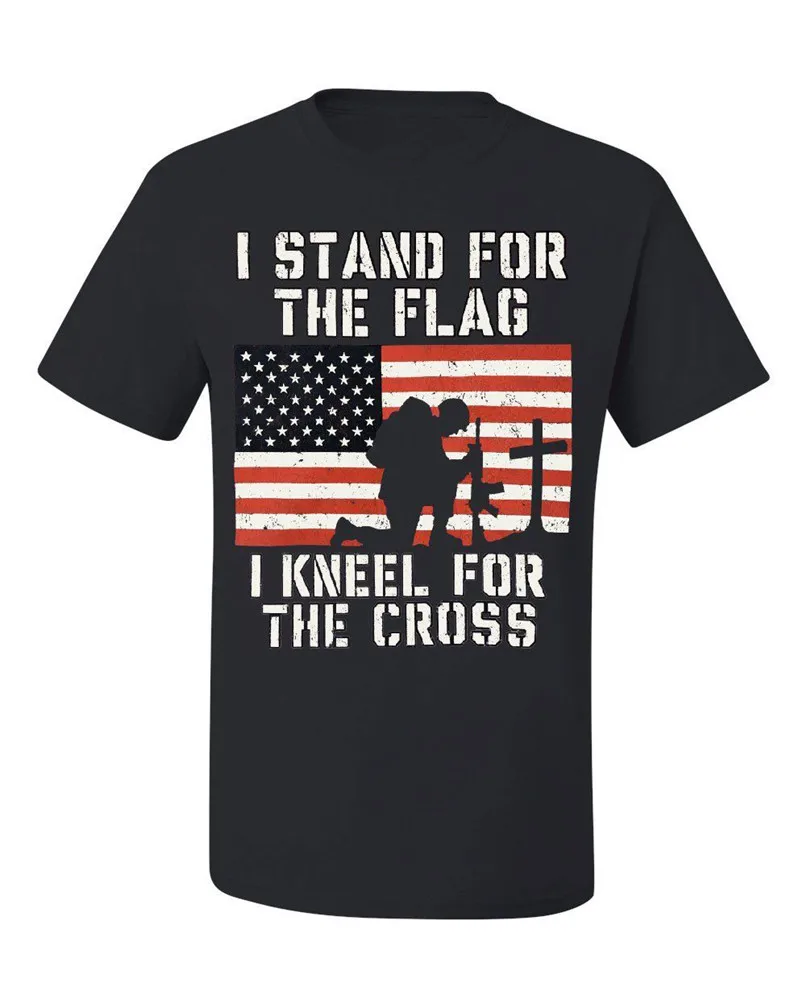 I Stand For The Flag Kneel Cross футболка патриотические военные Пользовательские Графические