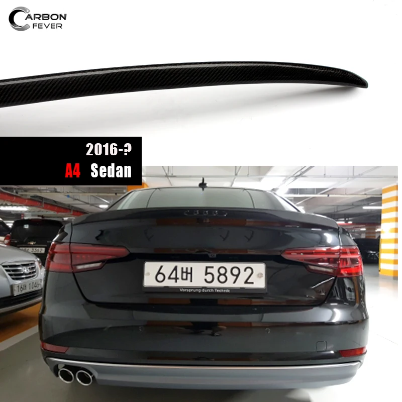 

Задний спойлер из углеродного волокна, автомобильный Стайлинг, задние крылья, подходят для Audi A4 B9 (2016 - ) 4-дверный седан задний багажник спой...