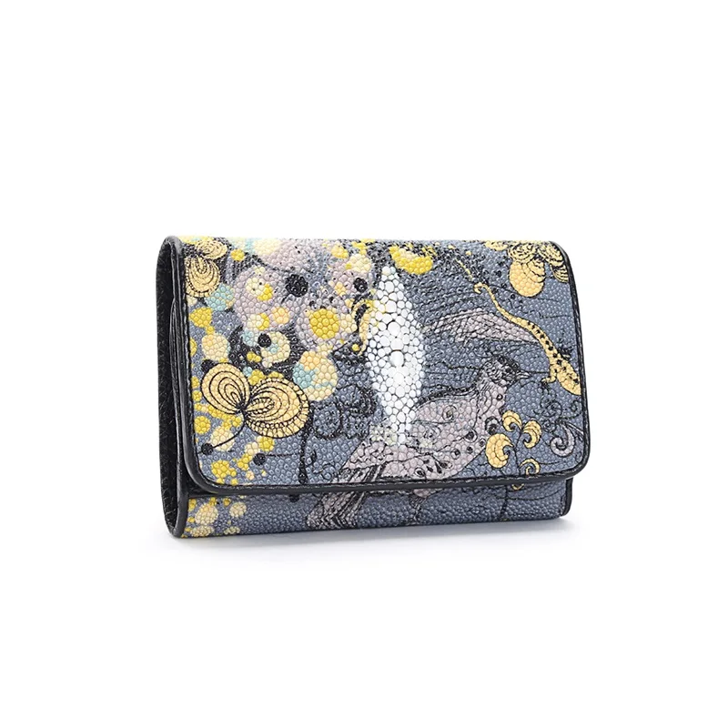 Аутентичный натуральный морской скат кожа для женщин держатели карт