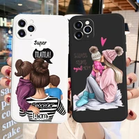 punqzy cute mama of girl boy mom baby phone case for iphone 13 12 pro max 11 xr 7 6 8 plus x xs soft tpu mothers day gift cover