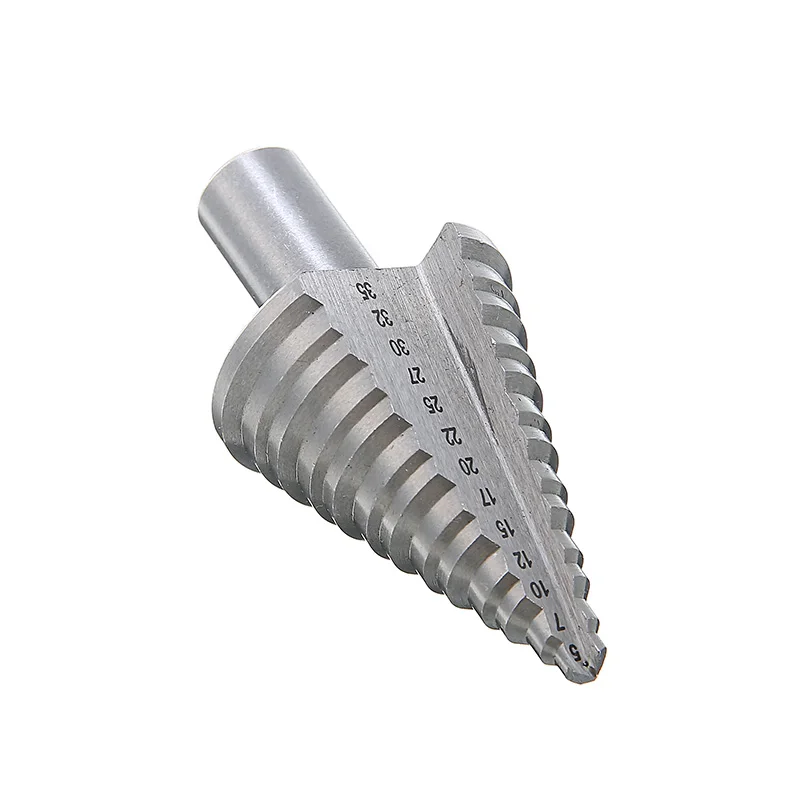 

New 1pcs Silver Titanium Step Drill Bit 5-35mm HSS Spiral Step Cone Drill Bit Power Hole Cutter For Metal Wood Hole Drilling
