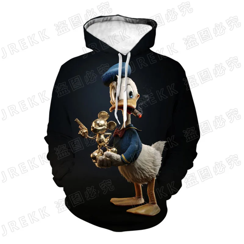 Disney Anime Cool Men Women Children Fashion Donald Duck Hoodies 3D Printed Sweatshirts Pullover Boy Girl Kids Streetwear Coat | Мужская