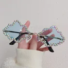 Модные женские солнцезащитные очки Стразы без оправы с кисточками в форме облака Роскошные брендовые дизайнерские винтажные металлические солнцезащитные очки с бриллиантами в стиле стимпанк
