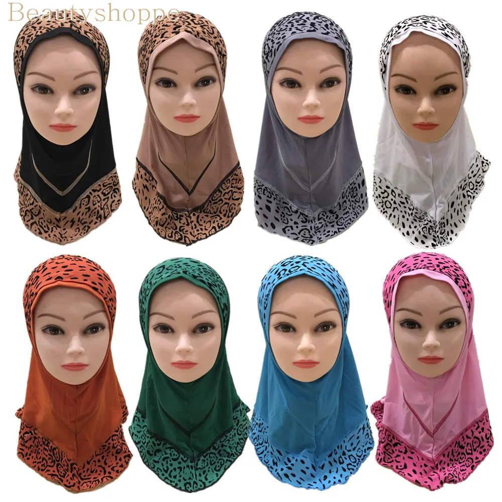 Мусульманские детские шапки для девочек с цветочным принтом хиджаб детский