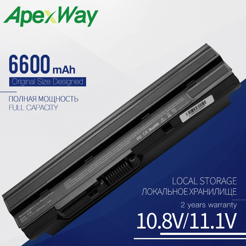 Apexway 9 ячеек 6600 мАч аккумулятор для ноутбука MSI BTY-S11 Wind U100 L1300 L1350 L1350D U100X U100W U135DX U210 U270