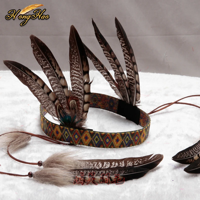 Повязка на голову из перьев головной убор перья Индии Для головного убора