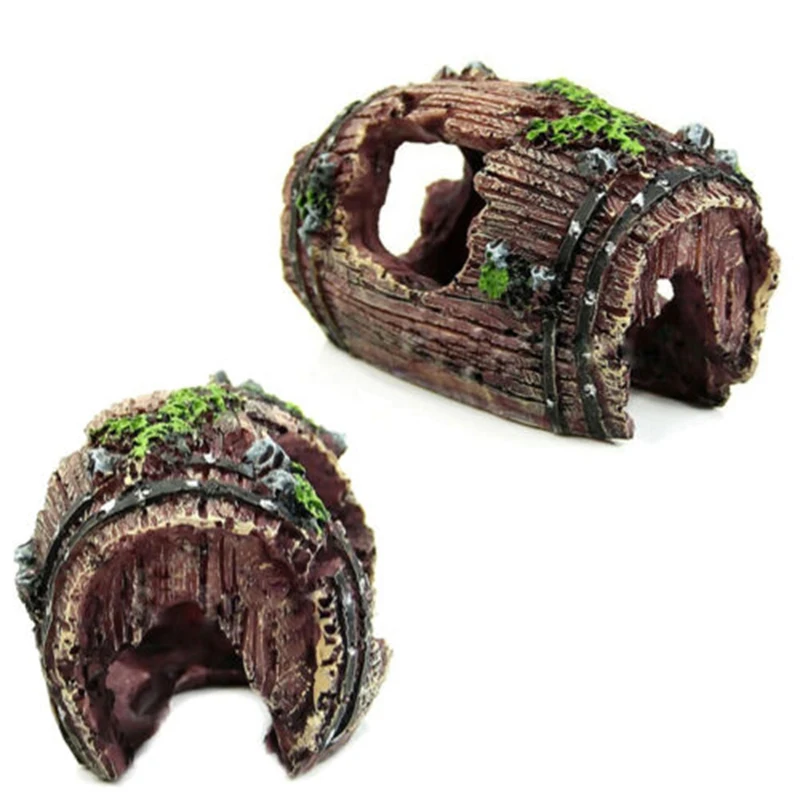 

Aquarium Fish Tank Cave Resin Artificial Barrel Ornament Cave Landscaping Furnishing Decoration Aquatic Animals Accessories