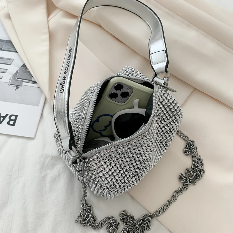 

Luxury Diamond Underarm Bag for Women 2021 Brand Shoulder Bag High Quality Shoulder Purses Chain Crossbody Bags Female Handbag