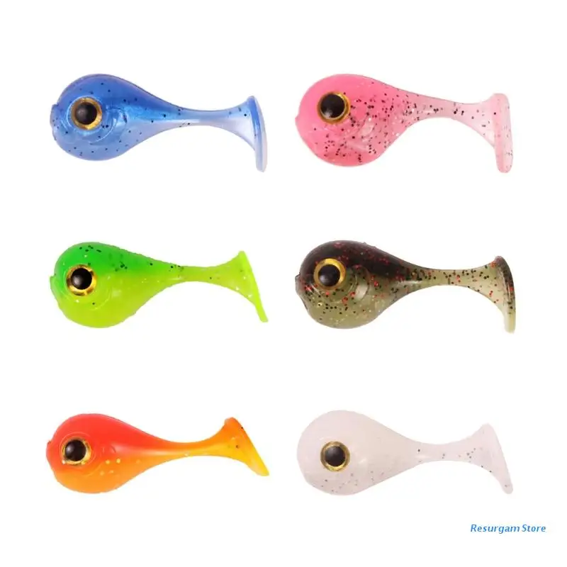 

E5BD 10 шт. набор мягких реалистичных Т-образных приманок для рыбалки, плавающая ПВХ плавающая приманка с изогнутым хвостом, отражающие приман...
