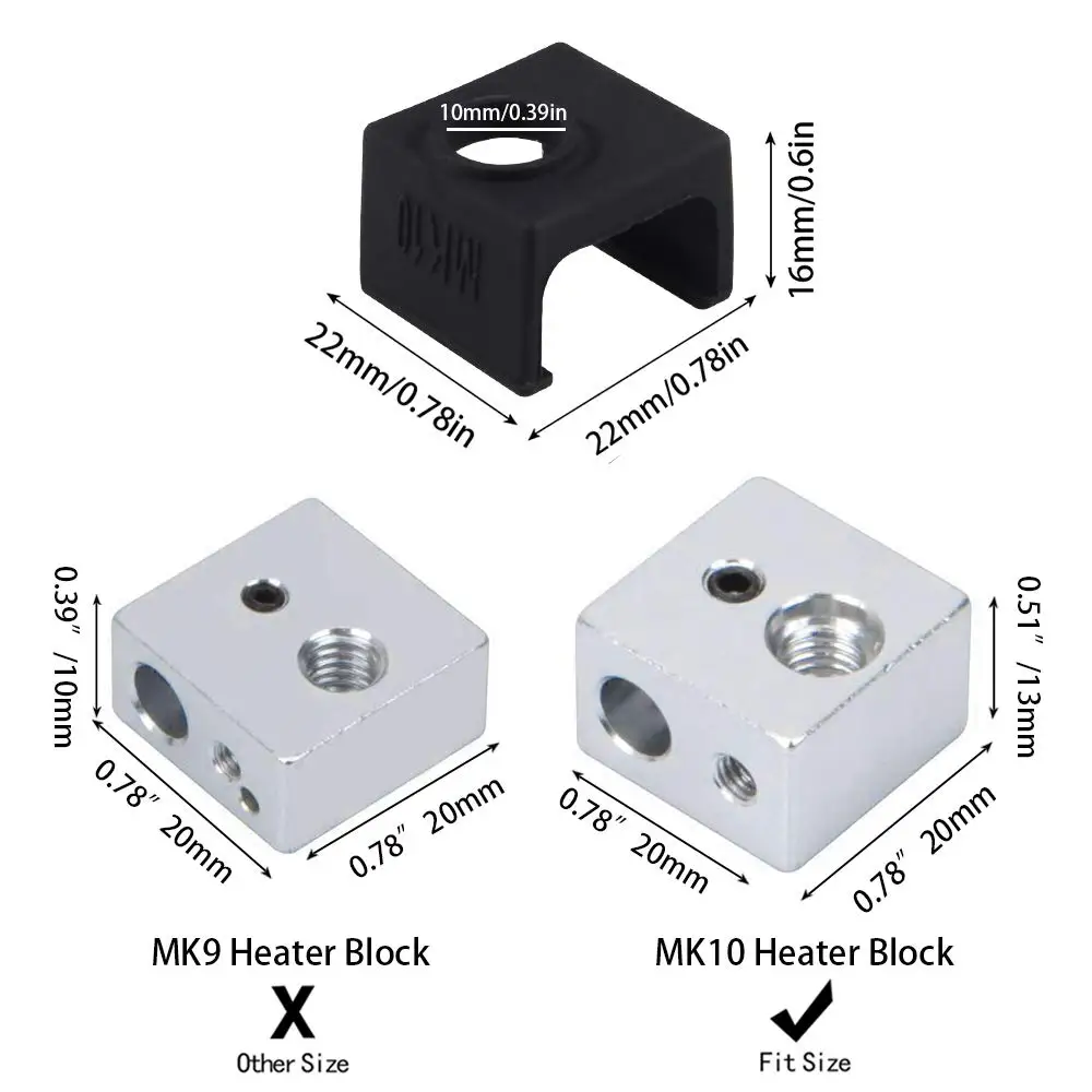 Aokin 3 шт. MK10 нагревательный блок силиконовый чехол 3D принтер для Wanhao Дубликатор i3