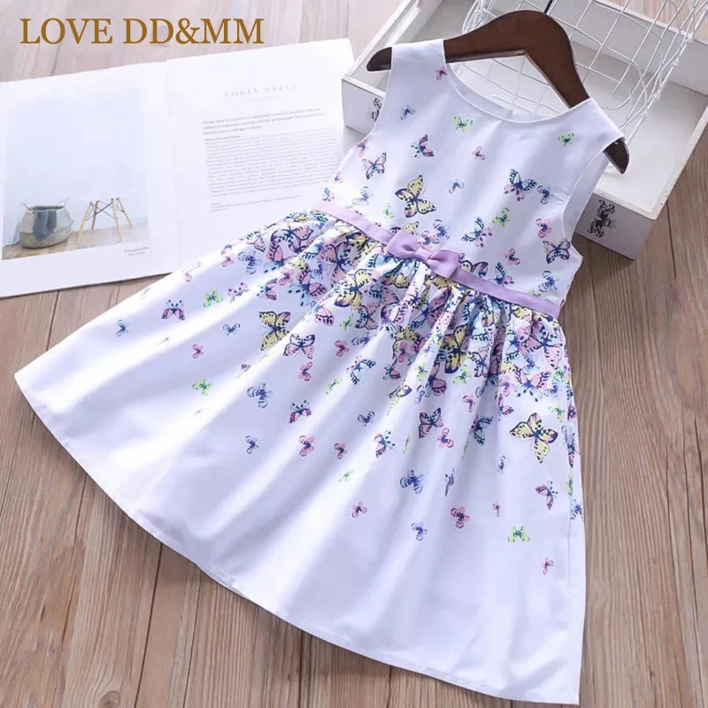 Фиолетовый Платья для девочек с надписью LOVE DD& MM коллекция года, Новая Осенняя детская одежда милое платье-майка без рукавов с кукольным воротником и цветочным принтом для девочек - Цвет: Фиолетовый