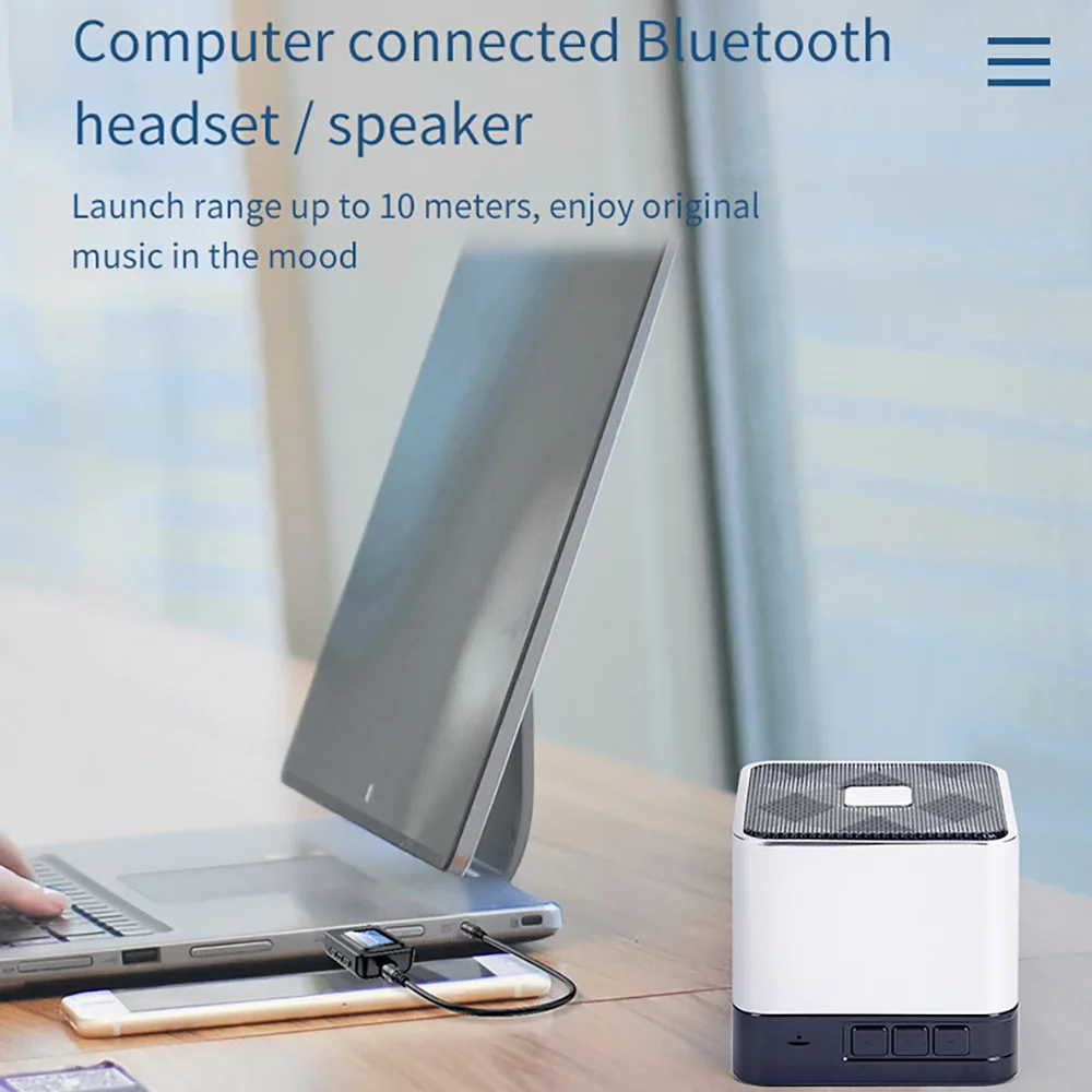 Беспроводной аудиоадаптер с ЖК дисплеем Bluetooth 5 0 AUX разъем 3 мм USB|Беспроводные