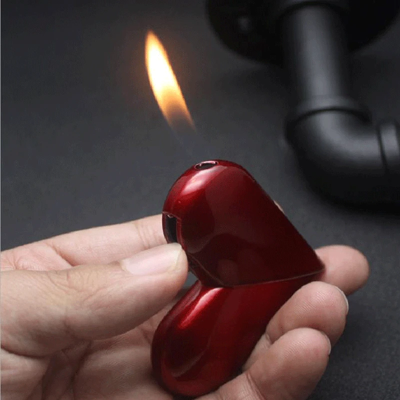

Love Personalized Creative Open Flame Lighter Adjustable Fmale Butane Gas Encendedores Metal Lighter for Boyfriend Gift