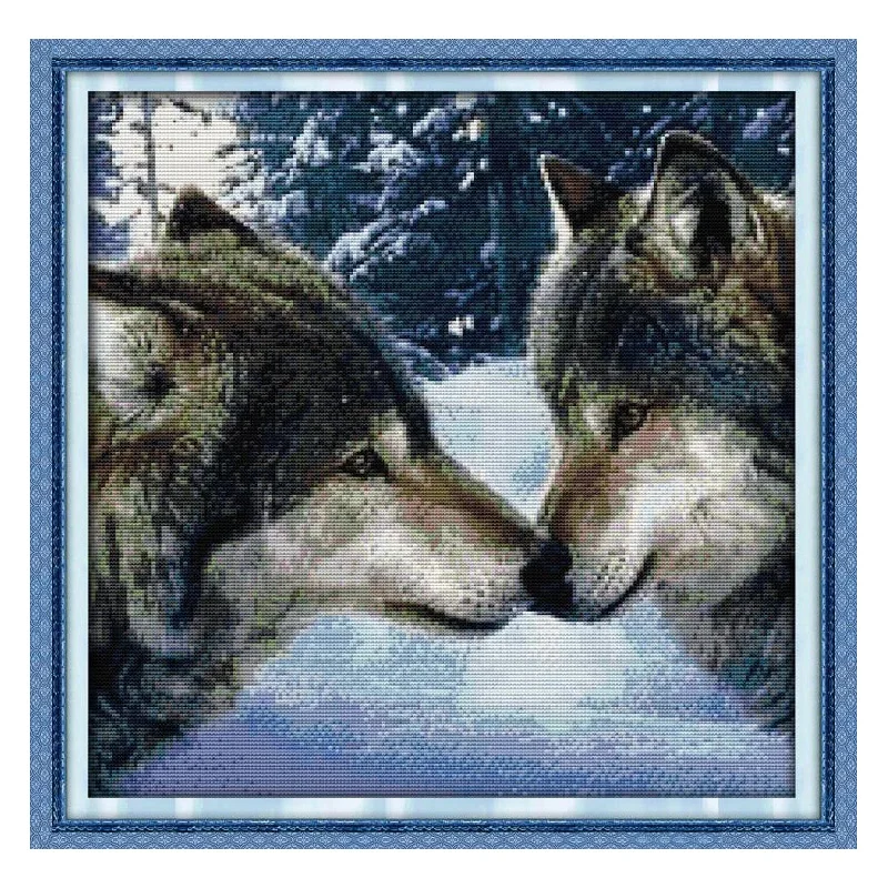 Набор для вышивки Поцелуй волков 14CT 11CT|counted cross stitch kits|cross kitscounted |