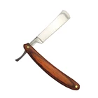 Винтажная старая бритва с прямым краем из нержавеющей стали, Парикмахерская, складные инструменты для бритья волос, деревянная ручка