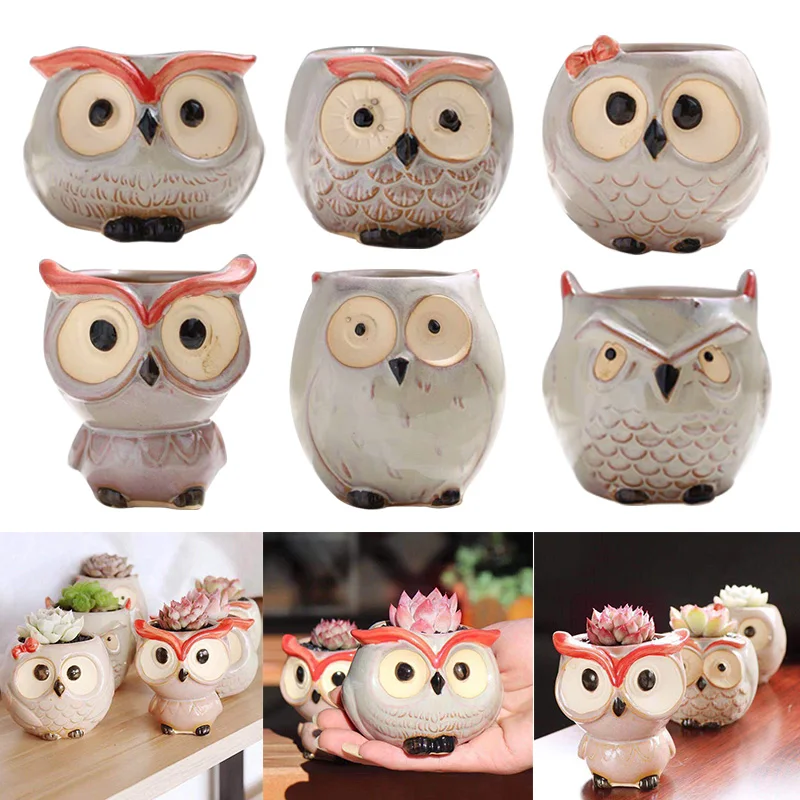 6 шт. суккуленты цветочный горшок глазурь база растительный контейнер Плантатор