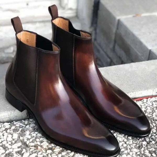 

2021 Classic All-match Business Suit Handmade Pu Leather Chelsea Boots Designer Low-heeled Men's Shoes HL083