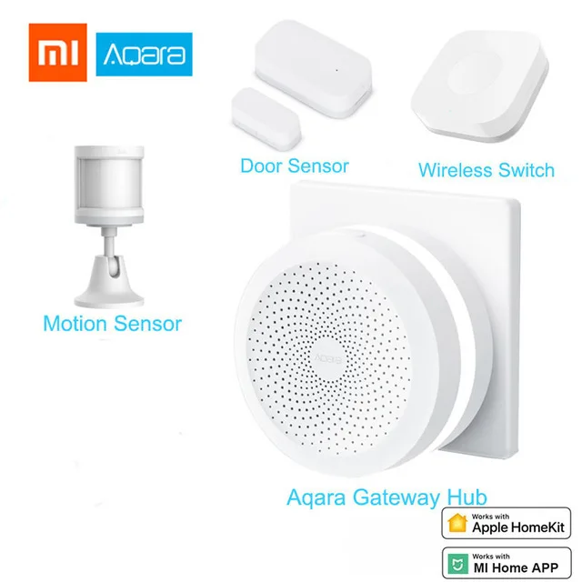 4 in 1 as picture Xiaomi Aqara комплекты умного дома Mijia концентратор Датчик окна двери человеческого тела настенный выключатель влажности Датчик воды двусторонний модуль Aqara концентратор - Цвет: 4 in 1 as picture