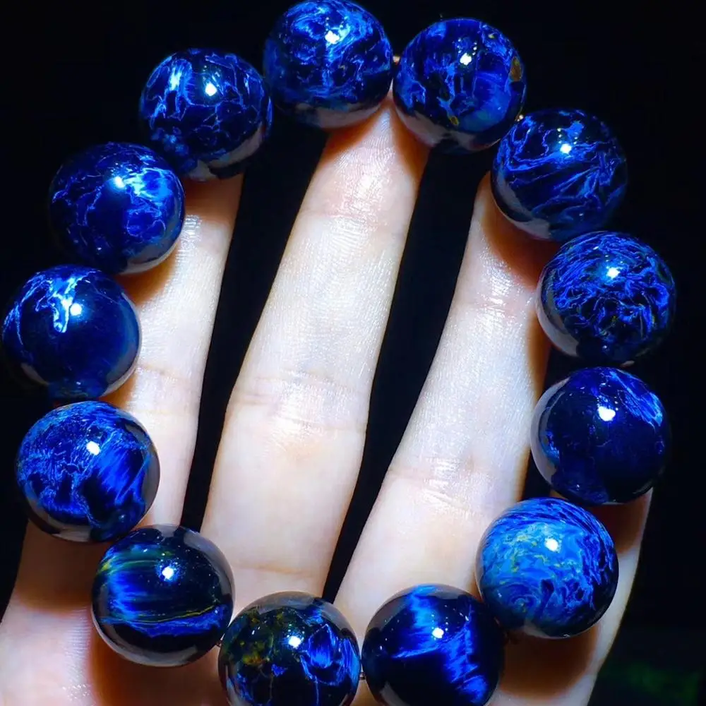 Браслет из натурального голубого камня 17 8 мм для женщин и мужчин стрейчевый