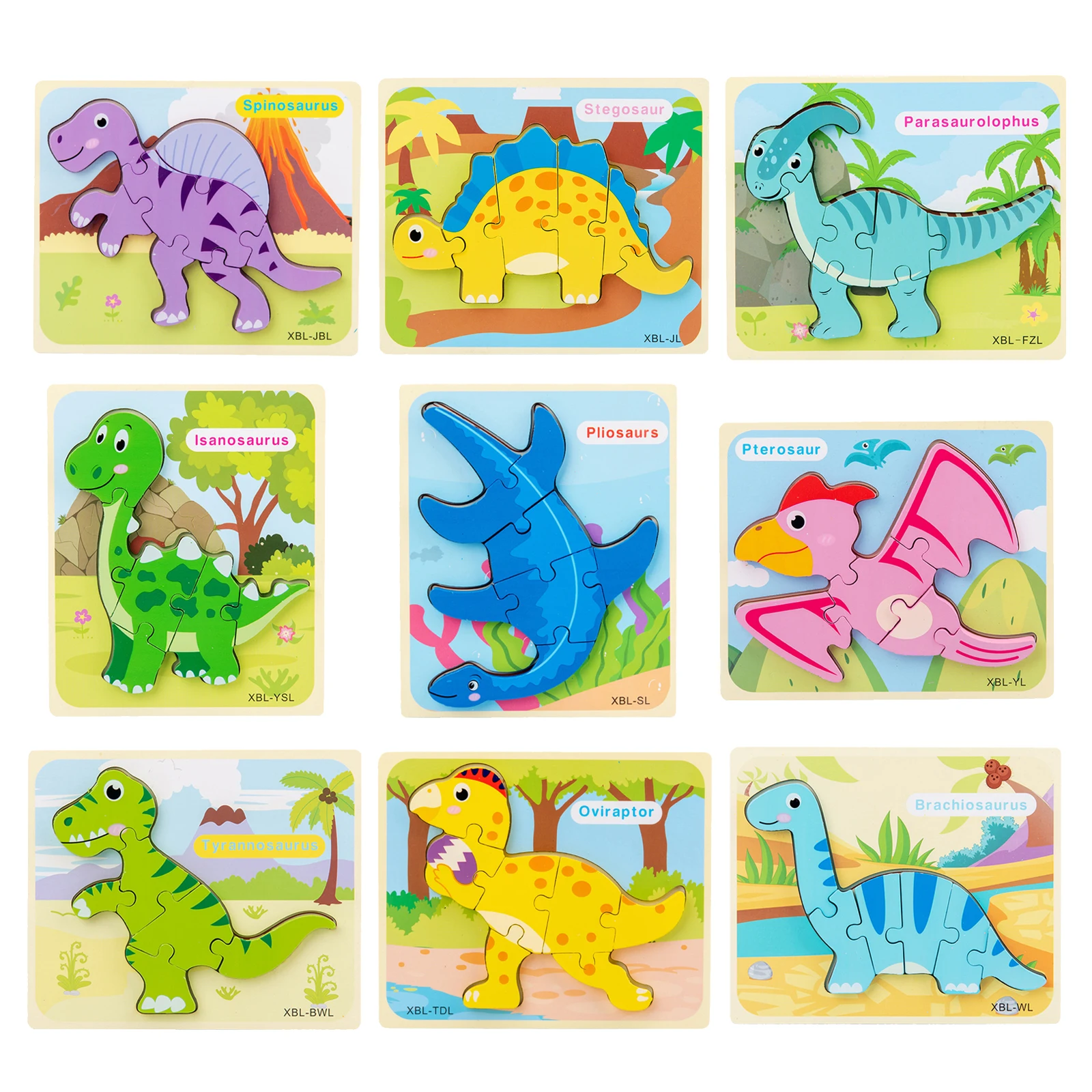 

Wooden Dinosaur Puzzles for 1 2 3 Year Old Kids Educational Toys Style8