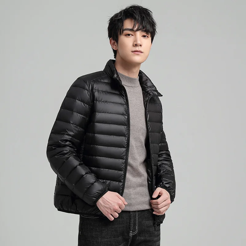 Новинка 2021, мужская осенне-зимняя легкая куртка с отложным воротником, теплая и Холодная куртка, модная уличная одежда
